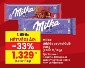Milka táblás csokoládé – Spar