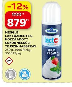 Meggle MEGGLE LAKTÓZMENTES, HOZZÁADOTT CUKOR NÉLKÜLI TEJSZÍNHABSPRAY – Auchan