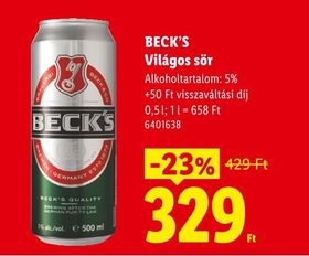 BECK'S Világos sör – Lidl