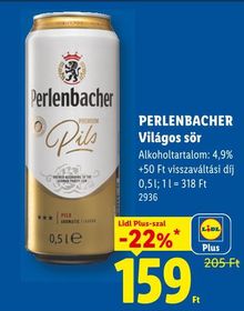 PERLENBACHER Világos sör – Lidl