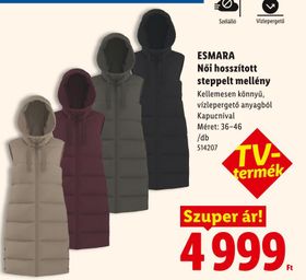 ESMARA Női hosszított steppelt mellény – Lidl