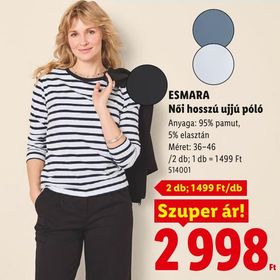 ESMARA Női hosszú ujjú póló – Lidl