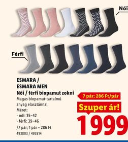 ESMARA / ESMARA MEN Női / férfi biopamut zokni – Lidl
