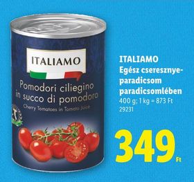 ITALIAMO Egész cseresznyeparadicsom paradicsomlében – Lidl