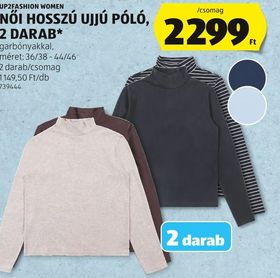 UP2FASHION WOMEN NŐI HOSSZÚ UJJÚ PÓLÓ, 2 DARAB* – Aldi