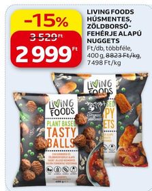LIVING FOODS HÚSMENTES, ZÖLDBORSÓ-FEHÉRJE ALAPÚ NUGGETS – Auchan