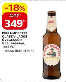 Birra Moretti BIRRA MORETTI OLASZ VILÁGOS ÜVEGES SÖR – Auchan