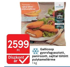 Gallicoop gyorsfagyasztott, panírozott, sajttal töltött pulykamellérme – Tesco