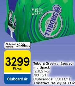 Tuborg Green világos sör multipack – Tesco