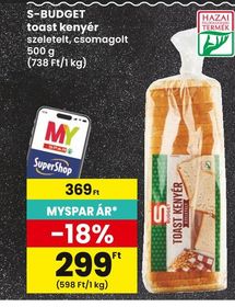 S-BUDGET toast kenyér – Spar