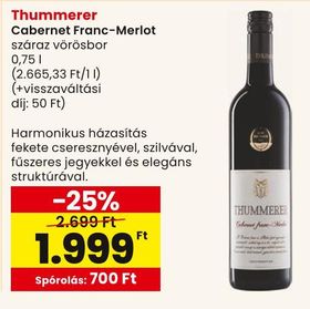 Thummerer Cabernet Franc-Merlot száraz vörösbor – Spar