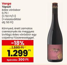Varga Töpszli édes vörösbor – Spar
