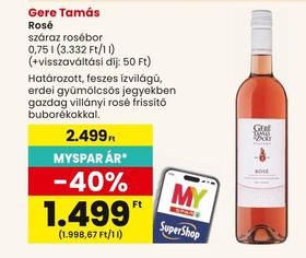 Gere Tamás Rosé száraz rosébor – Spar