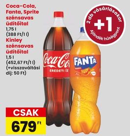 Coca-Cola, Fanta, Sprite szénsavas üdítőital, Kinley szénsavas üdítőital – Spar