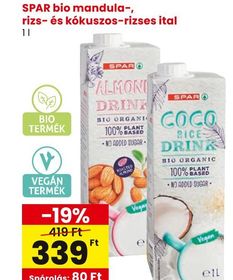 SPAR bio mandula-, rizs- és kókuszos-rizses ital – Spar