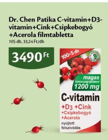 Dr. Chen Patika C-vitamin+D3-vitamin+Cink+Csipkebogyó+Acerola filmtabletta – Ecofamily