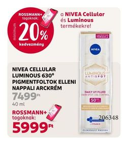 NIVEA CELLULAR LUMINOUS 630° PIGMENTFOLTOK ELLENI NAPPALI ARCKRÉM – Rossmann