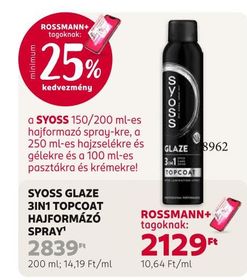 SYOSS GLAZE 3IN1 TOPCOAT HAJFORMÁZÓ SPRAY¹ – Rossmann