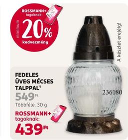 FEDELES ÜVEG MÉCSES TALPPAL – Rossmann