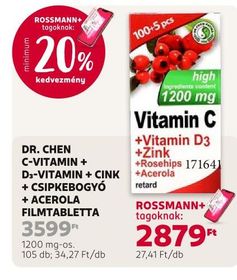 Dr. Chen DR. CHEN C-VITAMIN + D3-VITAMIN + CINK + CSIPKEBOGYÓ + ACEROLA FILMTABLETTA – Rossmann