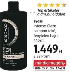 syoss Intense Glaze sampon fakó, fénytelen hajra – dm