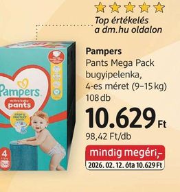 Pampers Pants Mega Pack bugyipelenka, 4-es méret (9-15 kg) – dm