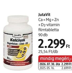 JutaVit Ca + Mg + Zn + D3-vitamin filmtabletta – dm