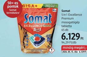 Somat 5 in 1 Excellence Premium mosogatógép tabletta – dm