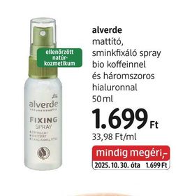 alverde mattító, sminkfixáló spray bio koffeinnel és háromszoros hialuronnal – dm